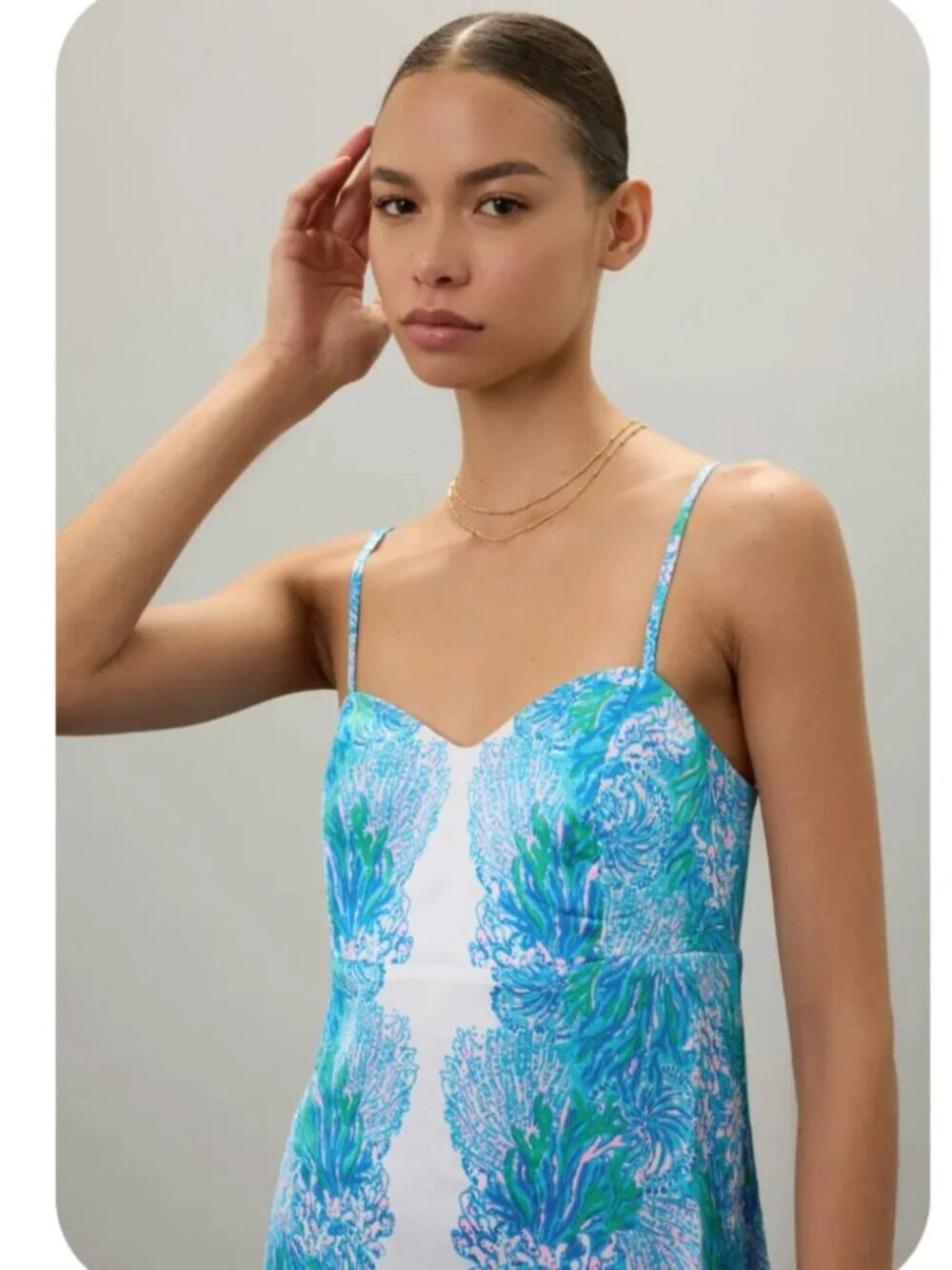 Lilly Pulitzer Gillian Satin Slip Mini Dress Las Olas Aqua blue coral print 6 - Picture 4 of 9